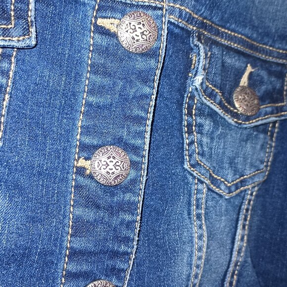 Silver Jeans Co. Big Girls' Cassie Cropped Dark Wash Jean Jacket Large - Picture 3 of 9